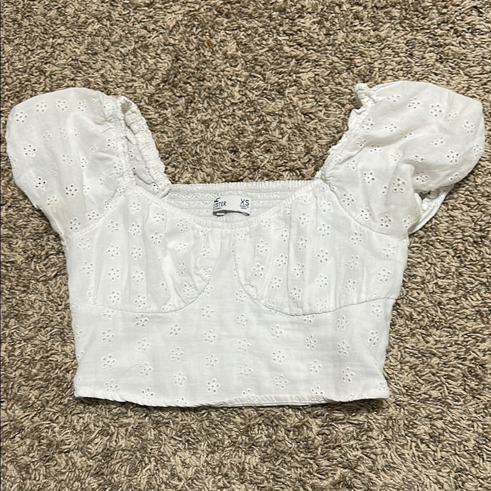 Hollister White Crop Bustier Blouse